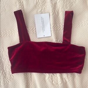 NAKED WARDROBE Red Velvet Crop Top